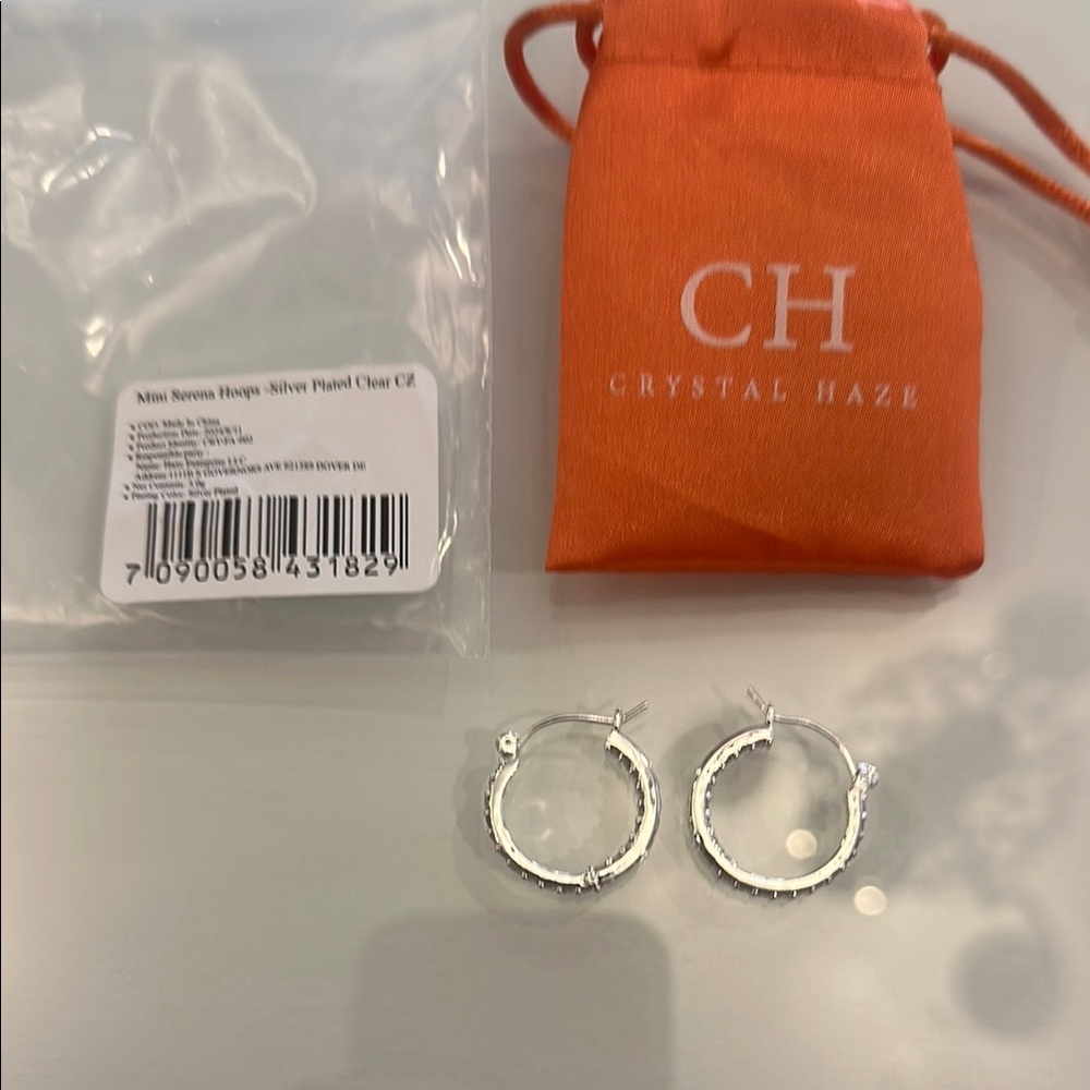 Crystal Haze Silver Hoop Earrings